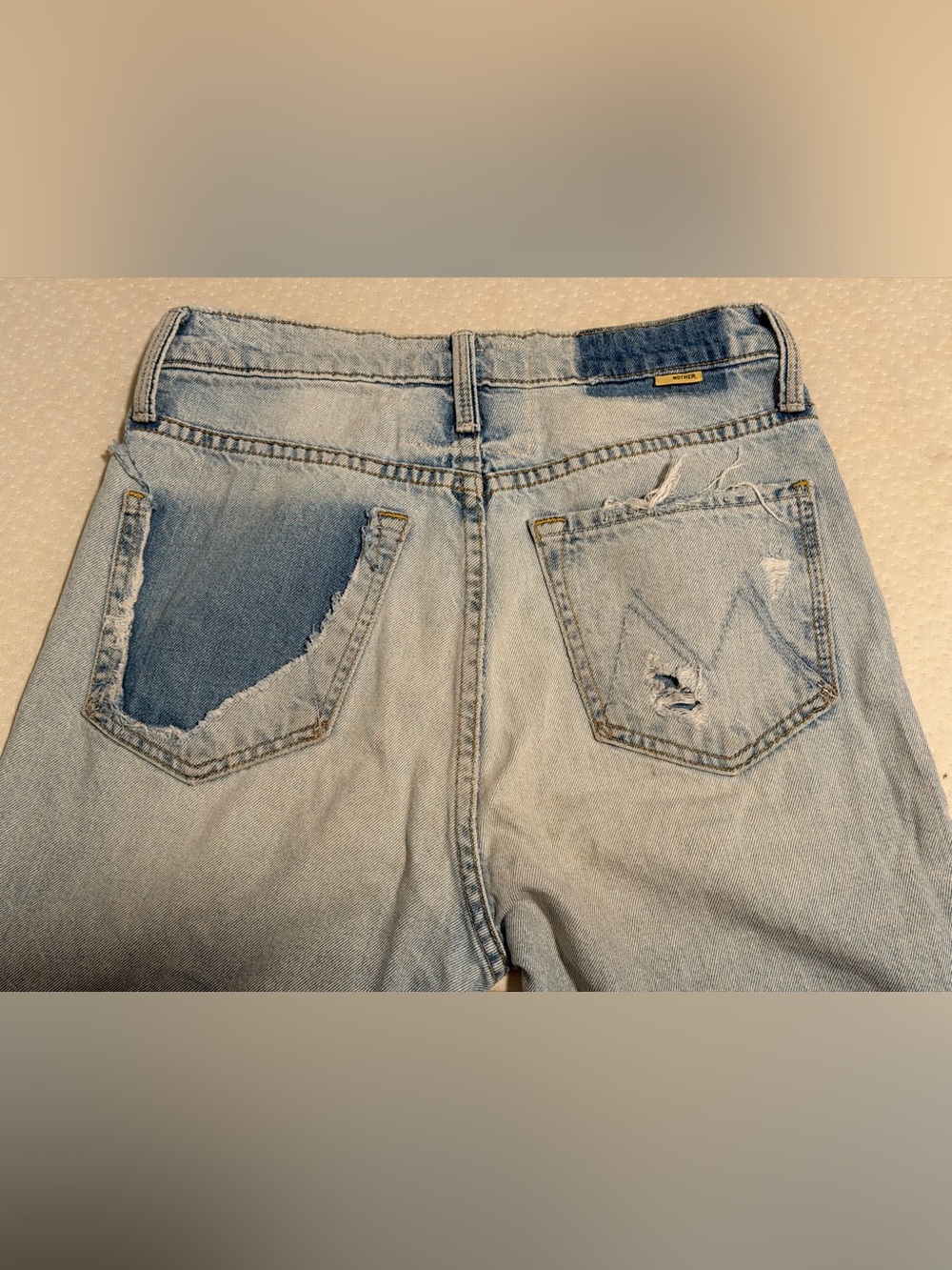 Mother Denim "Rambler Ankle Fray" Jeans Sz 25 High-Waist, Raw Hem, Two-Tone - Picture 15 of 16
